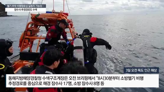 “오후 3시 돌풍 온다”…독도해상 추락 헬기 동체 인양 시작
