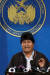 에보 모랄레스 볼리비아 대통령이 9일 엘알토 공군기지 격납고에서 연설을하고있다. .[AFP=연합뉴스]