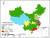 중국 소각로 위치와 지역별 소각용량. 각 성의 소각 용량(t/일)에 따라 색깔을 달리했다. 한반도와 가까운 중국 동해안에 소각시설이 밀집된 것을 알 수 있다. [자료 환경과학기술 논문(2018)]