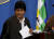 에보 모랄레스 볼리비아 대통령이 10일(현지시간) 수도 라파스에서 대통령 선거 재실시 방침을 발표하고 있다.[AP=연합뉴스]
