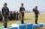 16일 북한 원산갈마비행장에서 열린 &#39;조선인민군 항공 및 반항공군 비행지휘성원들의 전투비행술경기대회-2019&#39;에서 뛰어난 실력을 보인 조종사들이 상장을 받고 있다.[연합뉴스]