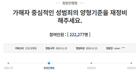 "성범죄 가해자 처벌 기준 강화"…청원 20만명 돌파