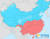 파란색 부분은 북방(北方), 빨간색 부분이 남방(南方) [출처 天气网]