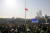  13일 중국 장쑤성 난징시의 난징대학살기념관 앞에서 조기가 게양된 가운데 82주기 추도식이 진행되고 있다.[신화=연합뉴스]