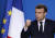 에마뉘엘 마크롱 프랑스 대통령이 13일 벨기에 브뤼셀에서 열린 유럽정상회의 후 기자회견을 열고 있다. 마크롱 대통령은 이 자리에서 연금 개혁에 대한 강한 의지를 표명했다. [EPA=연합뉴스]
