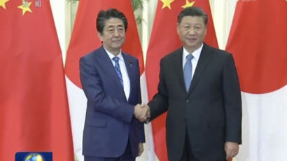 6개월 만에 만난 시진핑·아베, "한반도 비핵화 위해 협력" 