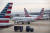 아메리칸에어라인의 항공기사 지난 23일(현지시간) 미국 워싱턴DC의 로널드 레이건 공항에서 이륙을 준비하고 있다. [EPA=연합뉴스]
