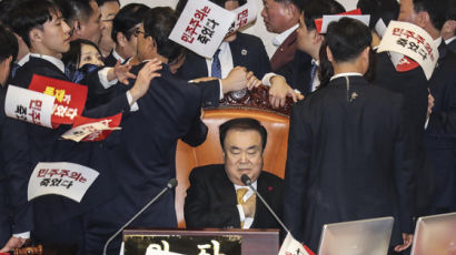 '4+1' 선거법 통과, 공수처법 상정 강행···한국당 "날치기" 반발