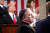 폼페이오 장관이 올해 2월 트럼프 대통령의 신년 연설(State of the Union)을 듣기 위해 의회에 출석해 앉아있다. [EPA=연합뉴스]