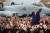 지난해 6월 방한했던 도널드 트럼프 미국 대통령이 경기도 평택시 주한미군 오산공군기지에서 열린 장병 격려 행사에서 연설하고 있다. [연합뉴스]