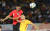 9일 태국 송클라 틴술라논 스타디움에서 열린 아시아 U-23 챔피언십 조별리그 1차전 중국전에서 한국 공격수 오세훈이 헤딩슛을 시도하고 있다. [연합뉴스]