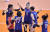 여자 배구 대표팀이 12일 태국 나콘라차시마에서 열린 2020 도쿄올림픽 아시아예선 결승전에서 태국을 상대로 득점을 올린 뒤 환호하고 있다. [사진 국제배구연맹]