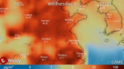 중국 미세먼지 다시 시작되나…붉게 물든 위성 영상