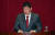 김경진 의원이 6일 오후 국회에서 열린 본회의에서 '타다 금지법'으로 불리는 여객자동차 운수사업법 일부개정법률안(대안)에 대해 토론하고 있다. [연합뉴스]