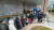 10일 오전 서울 구로구 신도림동 코리아빌딩 외부에 설치된 선별진료소에 거주민과 입주사 직원들이 줄을 서있다. 남수현 기자
