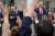 도널드 트럼프 미국 대통령이 13일 백악관 로즈가든에서 코로나19 관련 국가비상사태를 선포한 뒤 기자들 질문을 받고 있다. [로이터=연합뉴스]