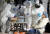 신종 코로나바이러스 감염증 무더기 확진자가 발생한 서울 구로구 신도림동 코리아빌딩 앞 임시 검사소에서 입주자들이 검사를 받고 있다. [연합뉴스]