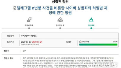 ‘n번방 참가자도 3~10년 징역형’ 국민청원, 국회 상임위 회부