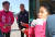 지원 유세를 하고 있는 유상범 통합당 당선인의 동생인 배우 유오성(왼쪽)과 지상욱 통합당 후보의 아내 심은하. 연합뉴스·페이스북 캡처