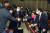 20일 국회에서 열린 비공개 의원총회에 참석한 미래통합당 의원들이 인사를 나누고 있다. [뉴스1]