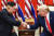 김정은 북한 국무위원장과 도널드 트럼프 미국 대통령이 지난 2019년 6월 30일 판문점에서 열린 회담에 앞서 악수하고 있다. [AFP=연합뉴스]