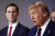 트럼프 대통령의 사위이자 백악관 고문인 재러드 쿠슈너(왼쪽)가 4월 2일 트럼프 대통령의 코로나19 브리핑을 듣고 있다. [AP=연합뉴스]