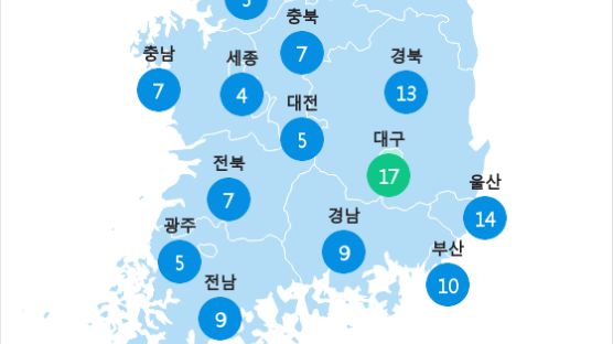 [5월 15일 PM2.5] 오후 5시 전국 초미세먼지 현황