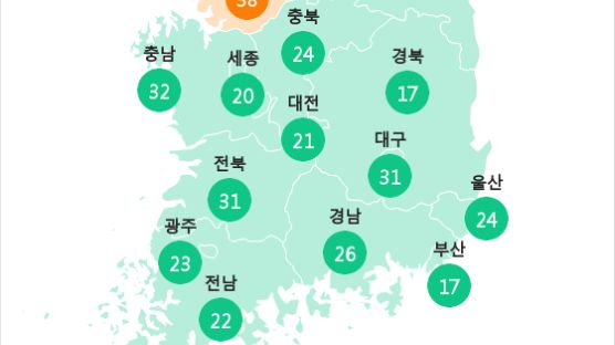 [5월 18일 PM2.5] 오전 11시 전국 초미세먼지 현황