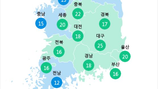 [5월 18일 PM2.5] 오후 5시 전국 초미세먼지 현황