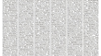 코로나 사망자 이름으로 1면 도배한 NYT "이들은 우리였다" 