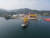 지난 21일 삼강엠앤티가 제작한 해상풍력 하부구조물이 바지선에 실려 대만으로 출항하고 있다. 사진 삼강엠앤티