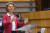 우르줄라 폰 데어 라이엔 유럽연합 집행위원장이 27일 브뤼셀의 제2 유럽의회 총회에서 코로나 회복기금 창설안을 발표하고 있다. [신화=연합뉴스]