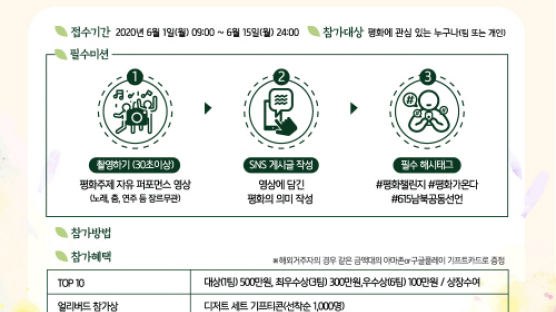 ‘6.15 남북공동선언 20주년 기념 대국민 온라인 이벤트 ‘평화챌린지’ 진행