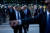 도널드 트럼프 미국 대통령이 1일(현지시간) 세인트 존스 교회를 방문한 뒤 진압복을 입은 경찰 사이를 지나 백악관으로 복귀하고 있다. [AFP=연합뉴스]