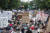 미국 애틀란타에서 6월 1일(현지시간) 인종차별에 항의하는 시위가 열리고 있다.[AP=연합뉴스]