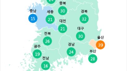 [6월 4일 PM2.5] 오후 5시 전국 초미세먼지 현황