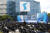 조명균 통일부 장관이 2018년 9월 14일 오전 개성공단에서 열린 남북공동연락사무소 개소식에서 기념사를 하고 있다.[사진공동취재단=연합뉴스]