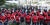 이스타항공 조종사 노동조합 조합원들이 애경그룹 본사 앞에서 제주항공을 규탄하고 있다. 연합뉴스
