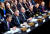 지난 2018년 2월 13일 미국 상원 정보위원회의 ‘전 세계 위협’에 관한 청문회에 출석한 크리스토퍼 레이 연방수사국(FBI) 국장, 마이크 폼페이오 중앙정보국(CIA) 국장, 댄 코츠 국가정보국(DNI) 국장, 로버트 애슐리 국방정보국(DIA) 국장, 마이크 로저스 국가안보국(NSA) 국장, 로버트 카딜로 국가지리정보국(NGIA) 국장(앞줄 왼쪽부터). 코츠 국장은 ’북한은 2018년에 더 많은 미사일 실험을 강행할 것 같다“며 ’북한 지도자들은 협상으로 그것(핵무기)을 없앨 의도가 없다“고 말했다. 그는 또 ’김정은은 핵 대륙간탄도미사일(ICBM)을 한·미 동맹을 끝장내 한반도를 지배하는 전략적 야욕 달성의 수단으로 여기고 있다“며 ’북핵 위협에 어떻게 대응할지 결정할 시간이 어느 때보다 가까워지고 있다“고 밝혔다. 하지만 ㅗ츠 DNI 국장은 대북 정보 평가에 대한 이견으로 2019년 7월 해고됐다. AFP=연합뉴스