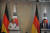 강경화 외교부 장관과 하이코 마스 독일 외교부 장관이 10일(현지시간) 독일 베를린에서 열린 '제2차 한독 외교장관 전략대화'가 끝난 뒤 기자회견을 하고 있다. [외교부 제공]