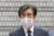 조국 전 법무부 장관이 서울중앙지방법원에서 열린 공판에 출석하고 있다. [연합뉴스]
