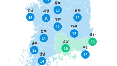 [8월 16일 PM2.5] 오후 5시 전국 초미세먼지 현황