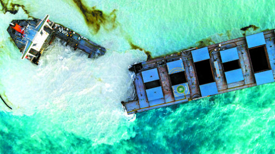 [사진] 일본 화물선 두 동강 … 모리셔스, 기름 유출 최악으로