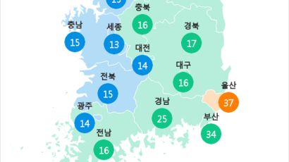 [8월 18일 PM2.5] 오전 6시 전국 초미세먼지 현황