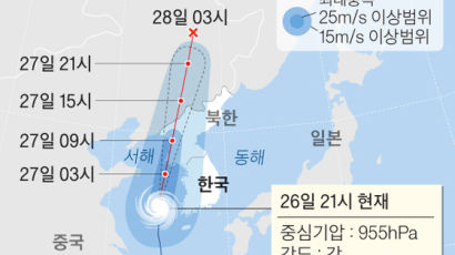 태풍 '바비' 시속 30㎞ 북상···수도권 새벽 4~5시 가장 위험