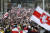 6일 벨라루스 수도 민스크에서 대통령 하야를 촉구하는 집회가 열리고 있다. AP통신=연합뉴스