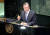 문재인 대통령이 지난해 9월 24일(현지시간) 미국 뉴욕에서 열린 74차 유엔총회에서 기조연설을 하고 있다. 청와대사진기자단