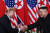 밥 우드워드의 신작 『격노(Rage)』에 따르면, 도널드 트럼프 대통령은 김정은 북한 국무위원장에게 준 것이 "회담밖에 없다"며 김 위원장이 자신과의 만남을 "행복해 했다"고 말한 것으로 전해졌다. 지난해 2월 27일 베트남 하노이에서 두 정상이 만나 악수하는 모습. [AFP=연합뉴스]
