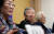 일본군 '위안부' 피해자인 이용수(왼쪽부터), 길원옥, 이옥선 할머니가 지난해 11월 13일 민주사회를위한변호사모임(민변) 사무실에서 열린 기자회견에 자리하고 있다. [뉴스1]