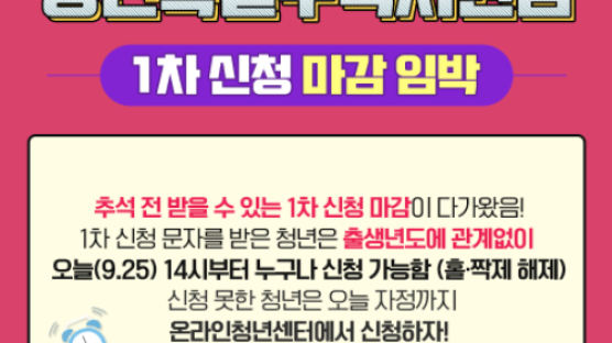  ‘1인당 50만원’ 청년지원금, 오늘 자정 1차 신청 마감